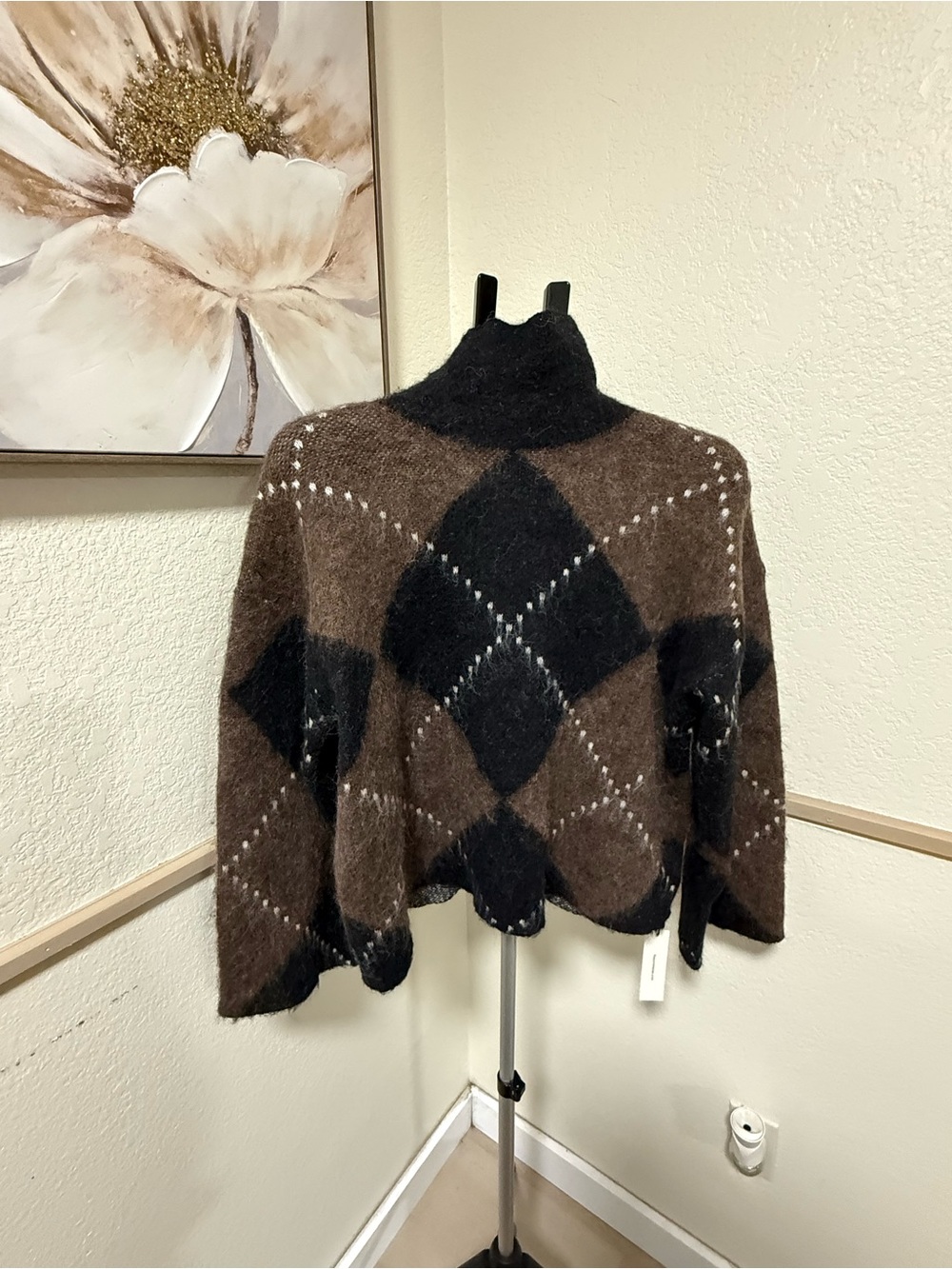 Commense Brown Argyle Wool Blend Sweater Mini Skirt Set XS | Preppy Fall - Picture 5 of 8